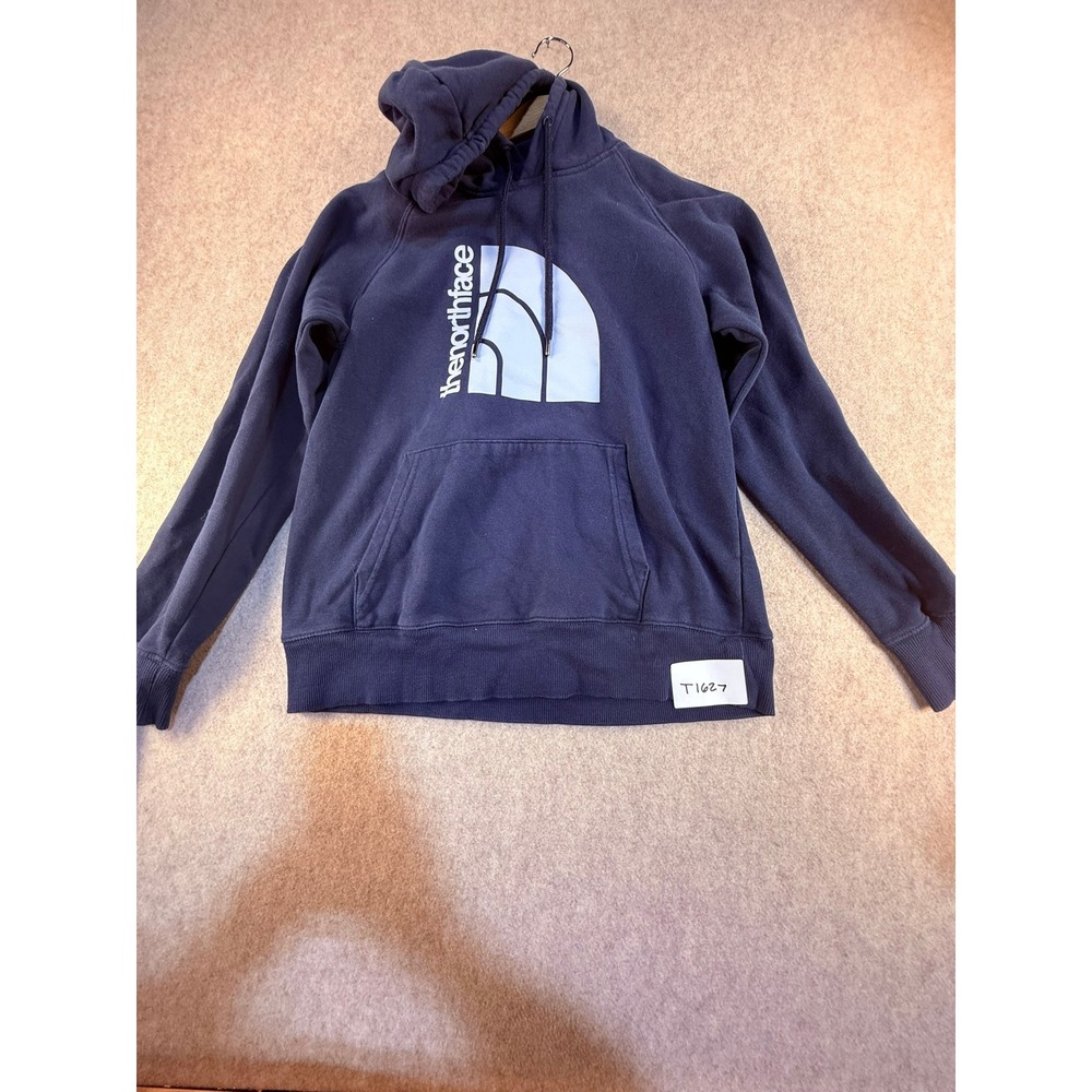 The North Face Womens Navy Blue Logo Graphic Pullover Hoodie Sweatshirt Small